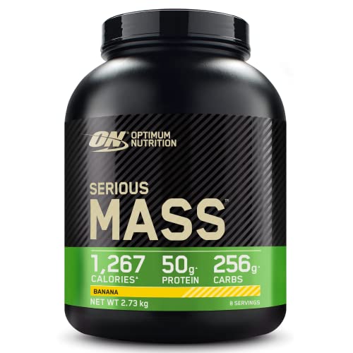 Optimum Nutrition Serious Mass Proteina en Polvo, Mass Gainer Alto en Proteína, con Vitaminas, Creatina y Glutamina, Plátano, 8 Porciones, 2,73kg, Embalaje Puede Variar