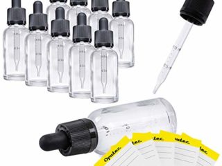 Oputec 10 x 30ml Frascos de pipeta con pipeta de Vidrio y Escala - Paquete económico - Juego de frascos de llenado para líquidos Botellas cuentagotas - Incl. 10 Etiquetas de etiquetado