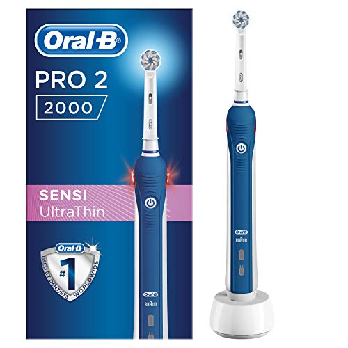 Oral-B PRO 2 Sensi Ultrathin Cepillo de Dientes Eléctrico con Mango Recargable, Tecnología Braun y 1 Cabezal, Encías Fuertes y Sensibles, 2000 - Azul