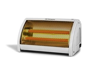 Orbegozo BP 3200 - Estufa cerámica, 2 niveles de potencia, doble botón de funcionamiento, asa de transporte, sistema antivuelco, 1000 W