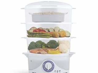 Orbegozo CO 4015 - Vaporera eléctrica, libre de BPA, 3 recipientes apilables incluyendo uno especial para arroz, temporizador hasta 60 minutos con parada automática, 800 W de potencia