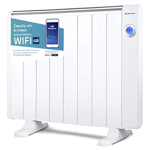 Orbegozo RRW 1500 - Emisor térmico bajo consumo Wi-Fi, 1500 W, pantalla digital LCD, programable, conexión inalámbrica mediante Orbegozo APP, 72.1 x 59 x 7.5 cm