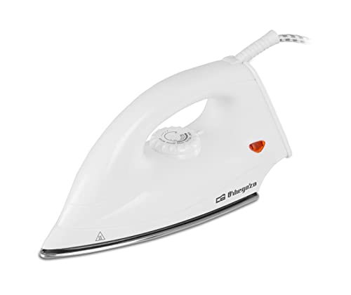 Orbegozo SV 1260 - Plancha en Seco sin Vapor, Regulador de Temperatura, Sistema de Seguridad Contra Sobrecalentamiento, Cable Extra Largo, Diseño Ergonómico, 1200 W, Color Blanco