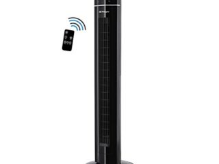 Orbegozo TWM 1009 - Ventilador de torre con Mando a distancia, Iónico, 60 W, 3 velocidades, bandeja para esencias, panel frontal LED, Negro