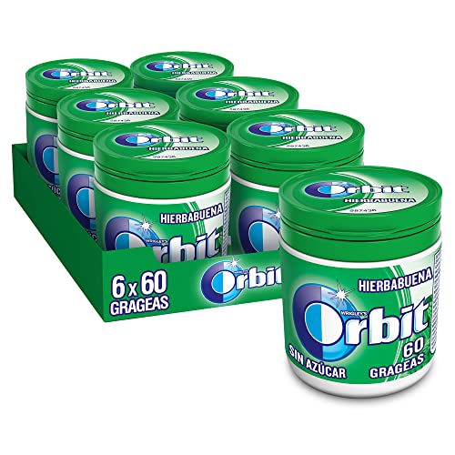 Orbit Bote de Chicles Sabor Hierbabuena, 6 x 60 chicles