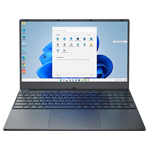 Ordenador Portátil 15.6 Pulgadas Windows 11 Pro Netbook, Laptop DDR4 16GB RAM 512 GB SSD Intel Celeron 5205U PC Portátil 4K 1920*1080 38WH Teclado QWERTY Español