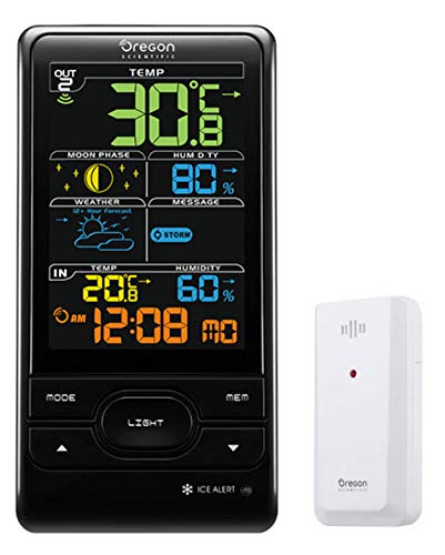 Oregon Scientific- Estación meteorológica con pantalla a color, visualización de fases lunares, incluye sonda termo-hygro-OS Venus