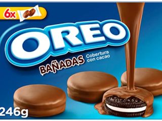 Oreo Galletas de Cacao Rellenas de Crema Blanco y Cobertura Sabor Chocolate con Leche, 6 Bolsas de 2 Unidades, 246g
