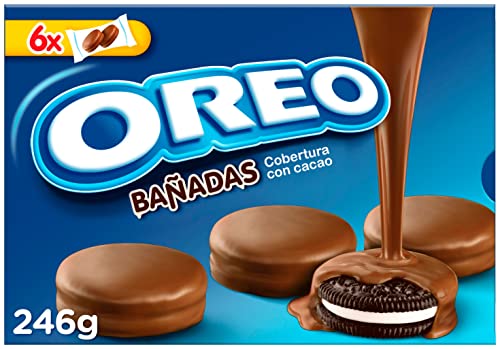 Oreo Galletas de Cacao Rellenas de Crema Blanco y Cobertura Sabor Chocolate con Leche, 6 Bolsas de 2 Unidades, 246g