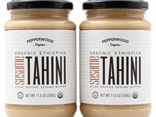 Organic Stone-Ground Ethiopian Sesame Tahini Paste, Hulled, Unsalted, Non-GMO, Gluten-Free, Kosher, Vegan, USDA Organic, Peanut-Free, 330g Glass Jars (2 Pack)