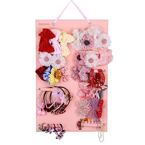 Organizador de Diadema, Soporte para Almacenamiento de Moños de Fieltro para Joyería, Decoración, Pinzas para el Cabello y Accesorios de Peinado (Largo- Rosa)