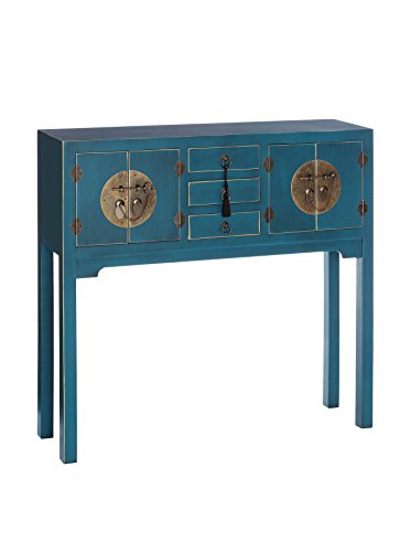Oriental Feeling Mesa recibidor Oriental Azul, MDF, 95x90x26 cm