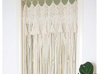 Oriental riverkit Macrame Tapiz de pared, cortinas de macrame, cortinas de ventana, cortinas de puerta, cortinas de algodón tejidas decoración de pared, dormitorio, fiesta de boda (85 x 210 cm)