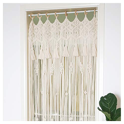 Oriental riverkit Macrame Tapiz de pared, cortinas de macrame, cortinas de ventana, cortinas de puerta, cortinas de algodón tejidas decoración de pared, dormitorio, fiesta de boda (85 x 210 cm)