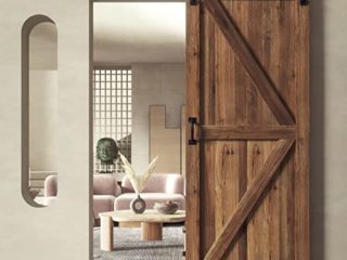 Orion Motor Tech 200CM 6.6FT Kit de Herraje para Puerta Corredera Capacidad 100KG Guía para Puerta Corredera de Armario Herraje para Puerta Corredera Granero