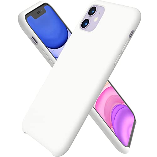 ORNARTO Funda Silicone Case para iPhone 11, Carcasa de Silicona Líquida Suave Antichoque Bumper para iPhone 11 (2019) 6,1 Pulgadas-Blanco