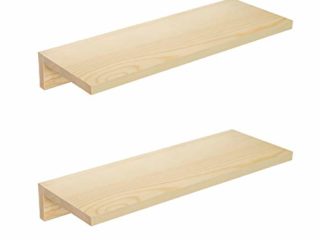 OROPY Baldas Flotantes Juego de 2, Estante de Pared de Madera Maciza Estante de Exhibición Colgante Decorativo para Dormitorio, Sala de Estar, Cocina, Baño - Color de Madera Natural, 40 x 15cm