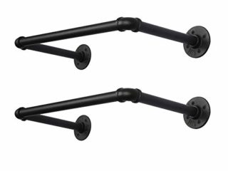 OROPY Riel para Ropa de Tubo Industrial, Juego de 2, riel de Almacenamiento Colgante de Prendas de Metal Retro Desmontable montado en la Pared de 49 cm (Base Doble)