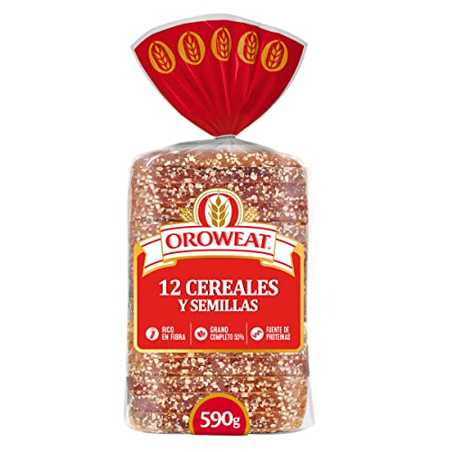 Oroweat - Pan Multicereales con Corteza, 12 Cereales y Semillas, 590gr , 16 Rebanadas