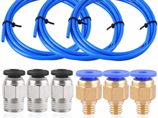 Orthland Tubo de Teflón, 3 Piezas de Tubo de PTFE(1.5m) Creality Original para Filamento de 1,75 mm, con 3 piezas de Conectores Neumáticos PC4-M6 y 3 piezas de Conector PC4-M10