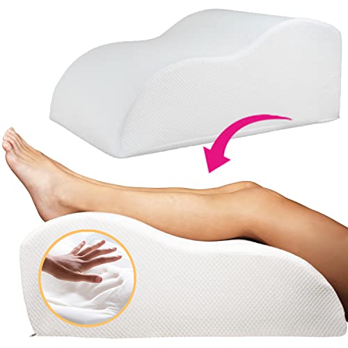 OrtoPrime Almohada Viscoelástica para Piernas Hinchadas Mejora la Circulación - Cojín Cuña Elevar Piernas Cansadas - Cojín Piernas Dormir con Efecto Memoria - Cuña Reposapiernas Confort