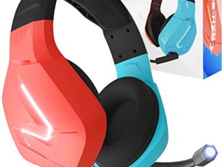 Orzly Auriculares para Juegos Orzly con micrófono compatibles con Nintendo Switch OLED y Lite Joycon Color Match con micrófono de luz LED y Control Remoto - Hornet RXH-20 Tanami Edition