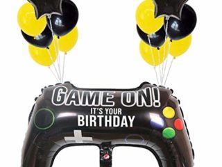 Ouceanwin Juego de Decoración de Cumpleaños para Videojuegos, Joystick Globo de Helio Oro Negro Controlador de Juegos, Juego de Decoración para Fiesta de Cumpleaños para Niños y Niñas
