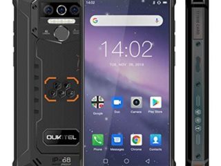 OUKITEL WP5 Telefono Movil Antigolpes, Batería Grande de 8000 mAh Móvil Resistente, 5.5 Pulgadas,Cámara Triple, Android 10 Smartphone 4GB RAM + 32GB ROM,con 4 Linternas LED Súper Brillantes-Naranja