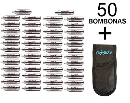Outletdelocio Pack 50 bombonas co2 12gr. Umarex/Gamo/ASG para Pistolas y carabinas + Exclusiva Funda portabombonas