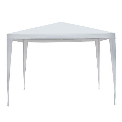 Outsunny Carpa Desmontable 3x3x2,45m Pabellón de Jardín de Tubo de Acero Pérgola Apto como Cenador Blanco