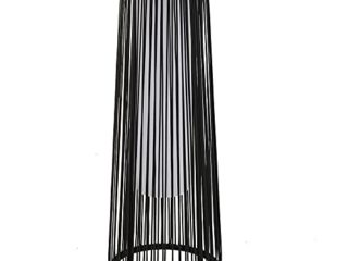 Outsunny Lámpara de Pie de Mimbre Ratán de Energía Solar con LED 1,5 W Interruptor de Control de Luz Automático Decoración para Exterior Ø21,5x61 cm Negro