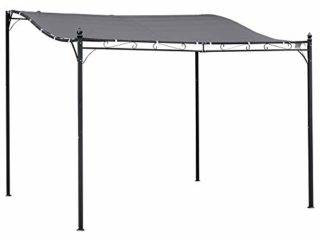 Outsunny Pérgola de Jardín 3x3 m Cenador con Toldo y 8 Orificios de Drenaje para Patio Terraza Metal y Poliéster 180 g/m² Resistente Gris