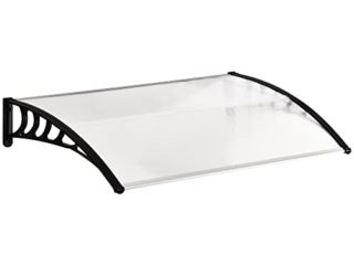 Outsunny Tejadillo de Protección 150x90 cm Marquesina para Puertas y Ventanas contra Sol y Lluvia con Paneles de Policarbonato Barras de Aleación de Aluminio Transparente