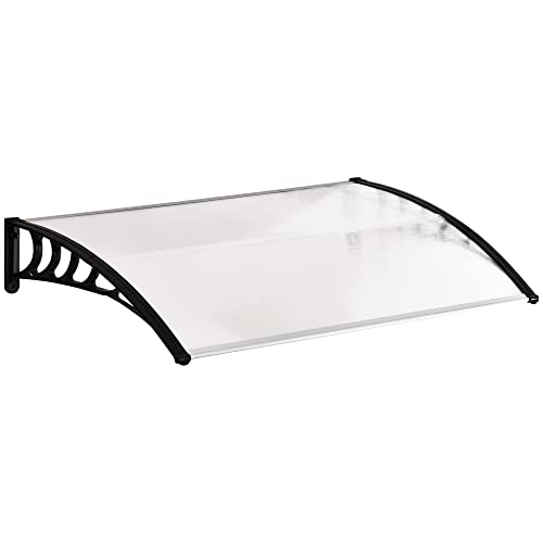 Outsunny Tejadillo de Protección 150x90 cm Marquesina para Puertas y Ventanas contra Sol y Lluvia con Paneles de Policarbonato Barras de Aleación de Aluminio Transparente