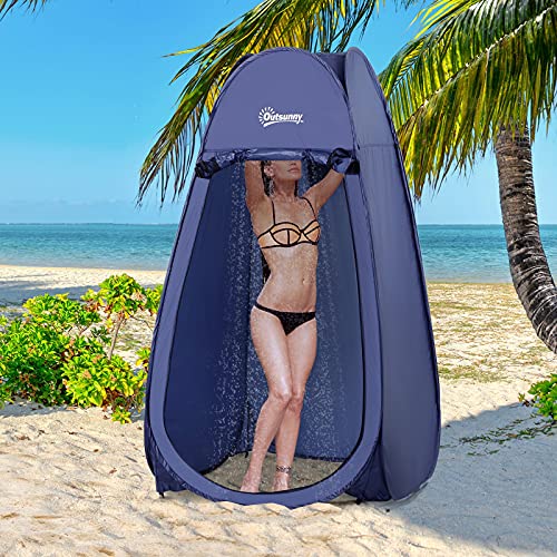 Outsunny Tienda de Campaña Instantánea Tipo Carpa Ducha Cambiador WC Impermeable para Camping 100x100x185 cm Turquí