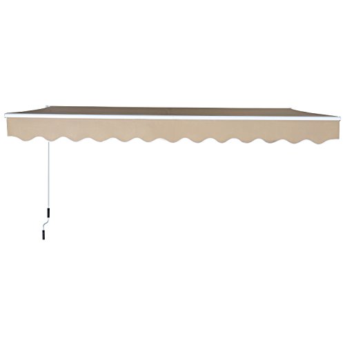 Outsunny Toldo Manual Plegable de Aluminio Toldo Balcón Patio Terraza con Manivela Resistente al Agua Protección Solar UV para Jardín Exterior 3.5x2.5m Aluminio Acero Tela de Poliéster