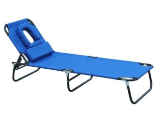Outsunny Tumbona Plegable con Respaldo Ajustable en 4 Posiciones Tumbona de Jardín con Almohada Marco de Acero y Tela Oxford para Camping Playa Terraza 190x56x28 cm Azul