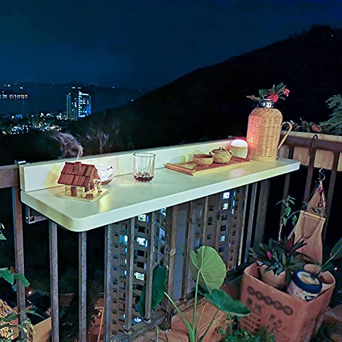 OUWTE Outdoor Balcony Table, Balcony Railing Hanging Table, Lifting Folding Dining Table, Balcony Bar Table, Coffee Patio Garden Dining Room Furniture