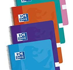 Oxford, Cuadernos A4 (Folio), Cuadrícula 4x4 Tapa Plástico, 80 Hojas. Pack 5 Libretas, Colores Surtidos Tendencia