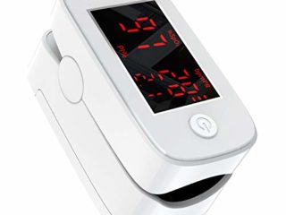 Oxímetro de pulso de dedo con pantalla LED, monitor de frecuencia cardíaca para el hogar y los deportes,monitor de saturación de oxígeno para adultos y niños （Blanco）