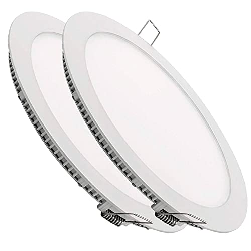 Pack 2x Downlight LED Panel Extraplano Redondo, Iluminación 20W. Color Blanco Frio 6500K. Corte 205mm (Standard).