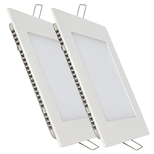 Pack 2x Panel LED Cuadrado 20w. Color Blanco Frío (6500K). Downlight LED, 1800 lumenes, Driver incluido.