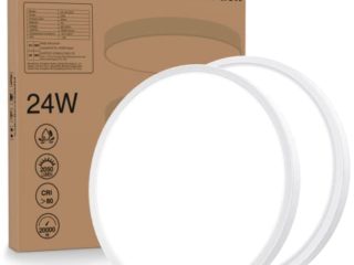 Pack 2x Plafon LED Techo 24W,Slochi 2050lm 6500K Lamparas de Techo,IP44 Impermeable Plafones para Techo LED,Plafon LED Redondo Blanco para Cocina Baño Habitacion Dormitorio Salon Pasillo Garaje