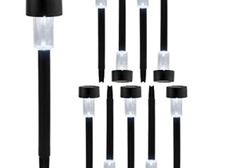 Pack Ahorro 10 Balizas Solares LED de Jardín Negras 7hSevenOn Outdoor | Iluminación Exterior Solar | Luz Solar de Suelo para Jardín | Luz Fría Blanca 6000K y 0,06W