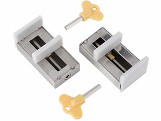 Pack de 2 cerraduras correderas para ventanas,bloqueo de seguridad para marco de puerta de aleación de aluminio con llave ,seguridad para niños antirrobo