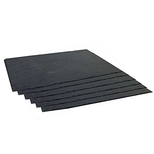 Pack de 6 bandejas de pizarra de 30 x 20 cm, ideal para servir comida de manera elegante, plato para alimentación, degustación, tabla embutidos, plato hostelería, bandeja rústica (30 x 20 cm)