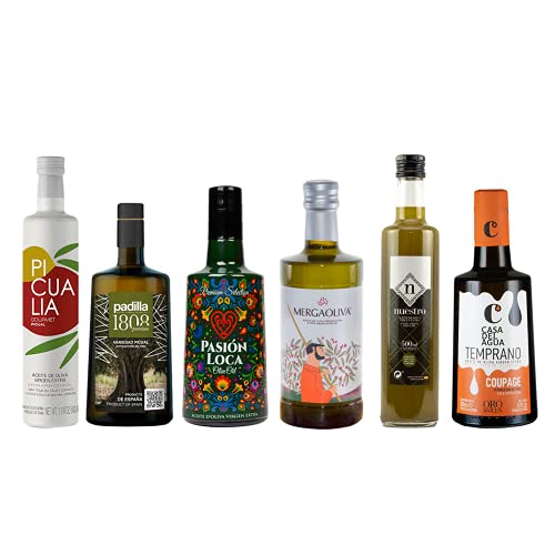 Pack Eco | Caja con selección de 6 botellas de 500 ml de Aceite de Oliva Virgen Extra | Calidad al mejor precio | Diferentes Marcas | Ideal para regalo