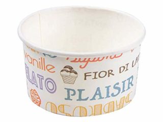 packer PRO Pack 50 Tarrina para Helado de Cartón, Envase Redondo para Heladería, Blanco 90ml