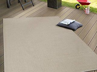 Paco Home Alfombra Interior Y Exterior Tejido Liso Terrazas Aspecto Natural Beige, tamaño:60x100 cm