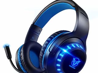 Pacrate Auriculares Gaming para PS4 PS5 PC, Cascos Gaming para Nintendo Switch Xbox One con Cancelación de Ruido, Cascos Gamer con 3.5mm Jack con Sonido Envolvente & Luz LED